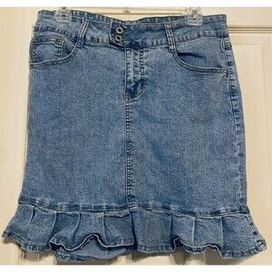 Y2K Low Rise Denim Pleated Mini Short Skirt Angels Jeans A-line Grunge Punk 13